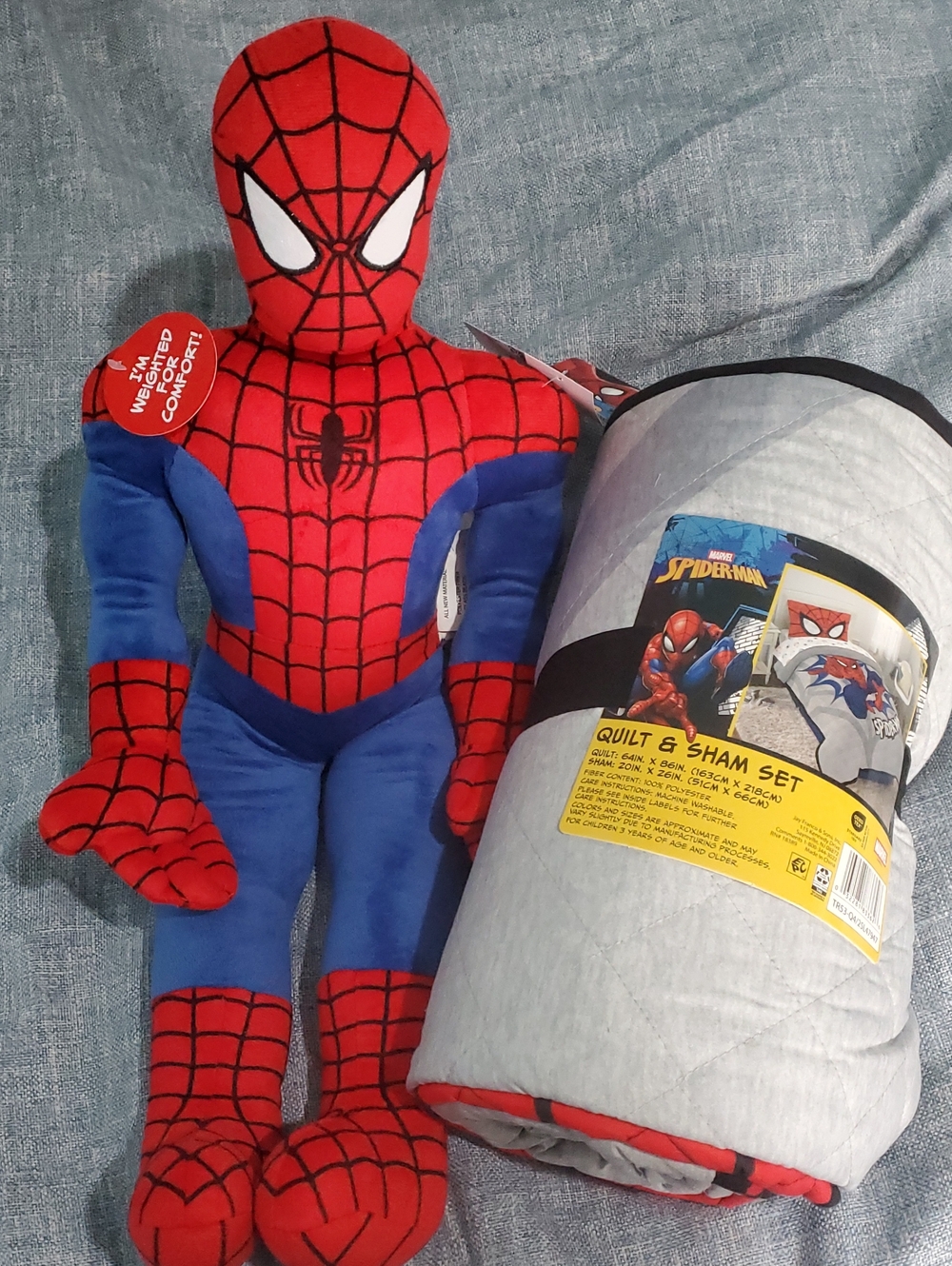 Spider-Man Twin Size Quilt, Sham, And Weightes Plush Set